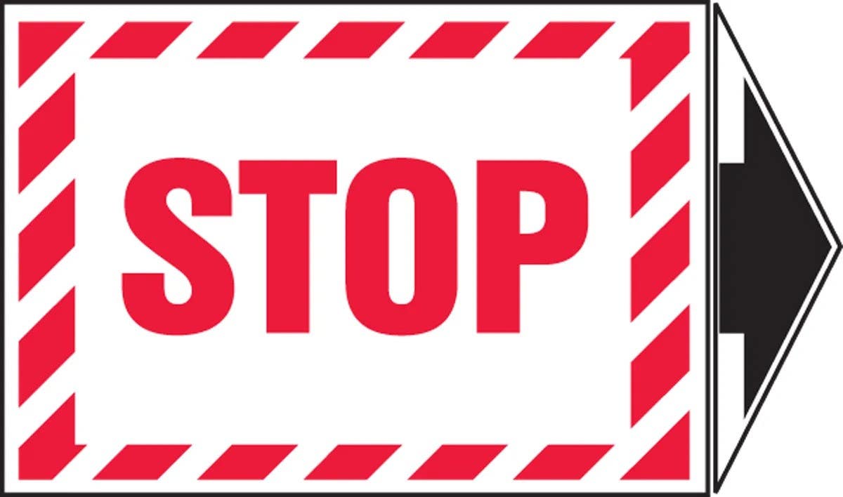 AccuformNMC LELC924VSP Electrical Safety Label, Stop, Adhesive Vinyl, 3-1/2" H x 5" W + Arrow, 5/Pk