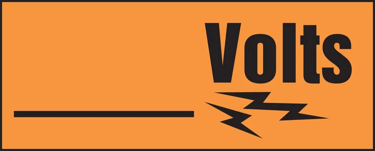 AccuformNMC LELC965 Custom Voltage Marker, Volts, Adhesive Dura-Vinyl, 2" H x 6" W