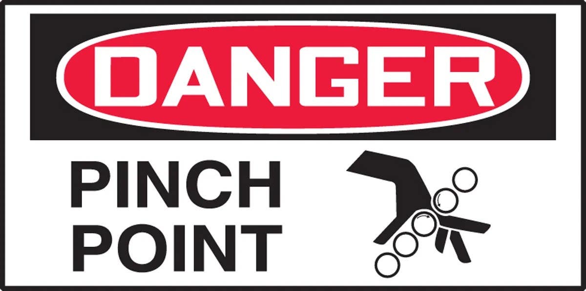 AccuformNMC LEQM009VSP OSHA Danger Equipment Safety Label, Pinch Point, Adhesive Vinyl, 1-1/2" H x 3" W, 10/Pk