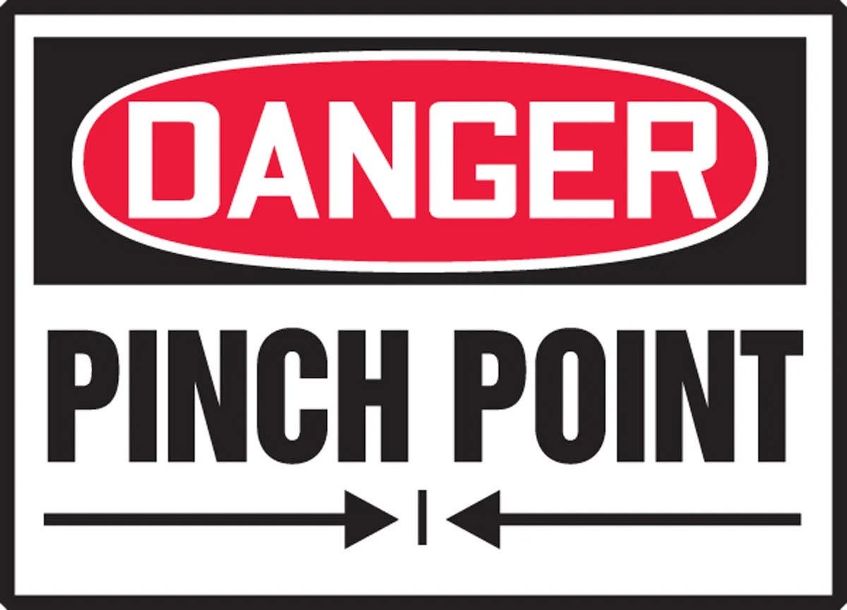 AccuformNMC LEQM014VSP OSHA Danger Safety Label, Pinch Point w/ Graphic, Adhesive Vinyl, 3-1/2" H x 5" W, 5/Pk
