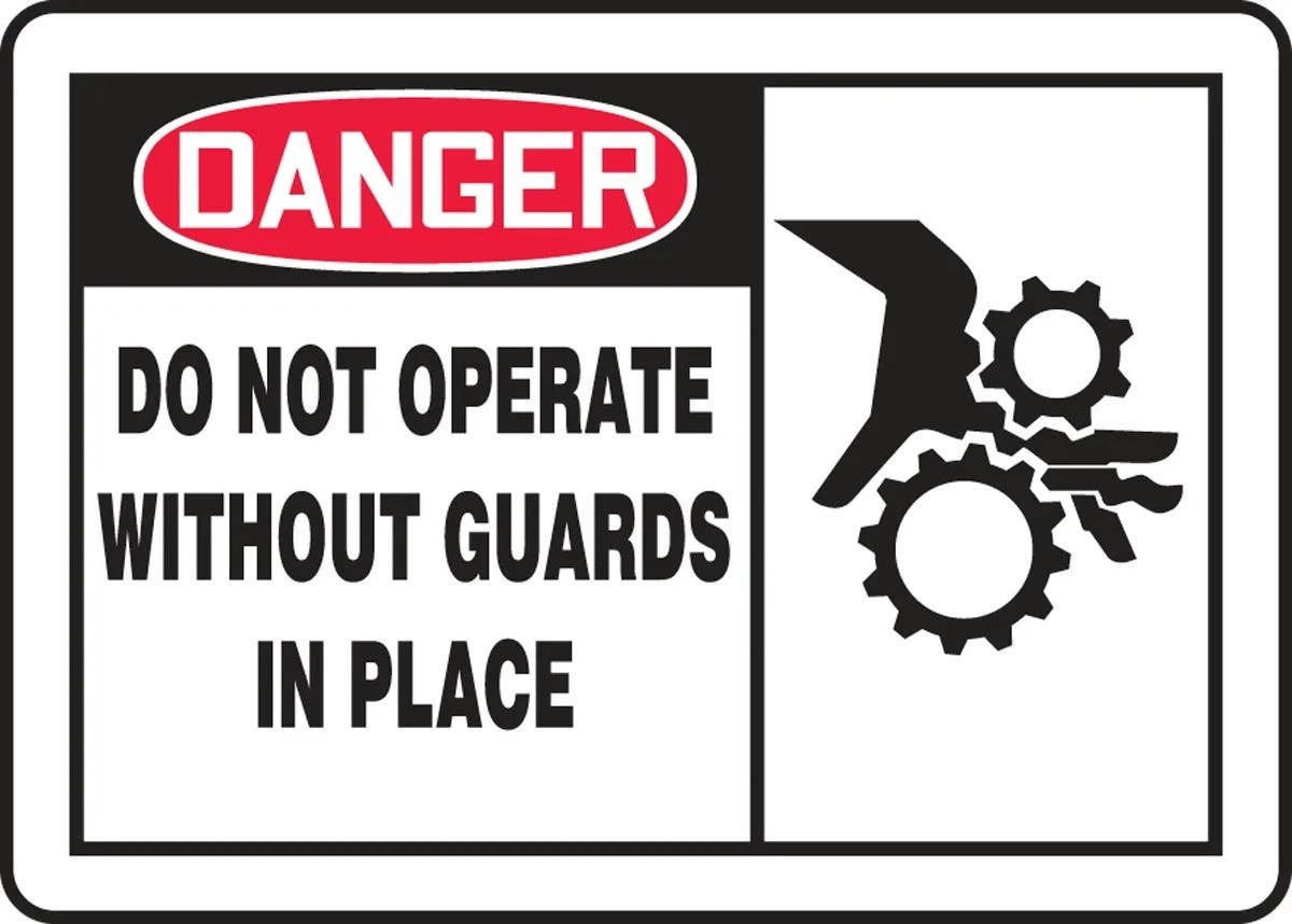 AccuformNMC LEQM019VSP OSHA Danger Safety Label, Do Not Operate Without…, Adhesive Vinyl, 3-1/2" H x 5" W, 5/Pk