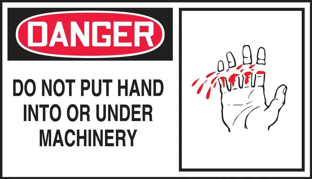 AccuformNMC LEQM023VSP OSHA Danger Safety Label,  Do Not Put Hand In…, Adhesive Vinyl, 4" H x 7" W, 5/Pk