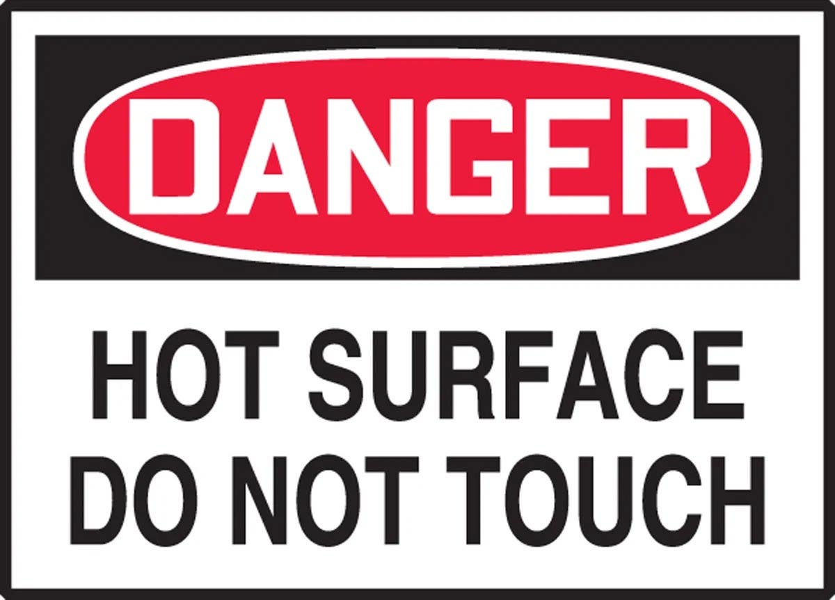 AccuformNMC LEQM030VSP OSHA Danger Safety Label, Hot Surface, Do Not Touch, Adhesive Vinyl, 3-1/2" H x 5" W, 5/Pk