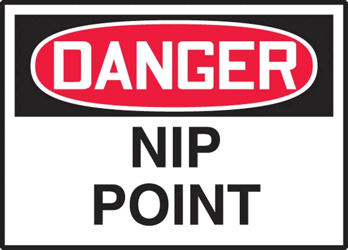 AccuformNMC LEQM036XVE OSHA Danger Safety Label, NIP Point, Adhesive Dura Vinyl, 3-1/2" H x 5" W