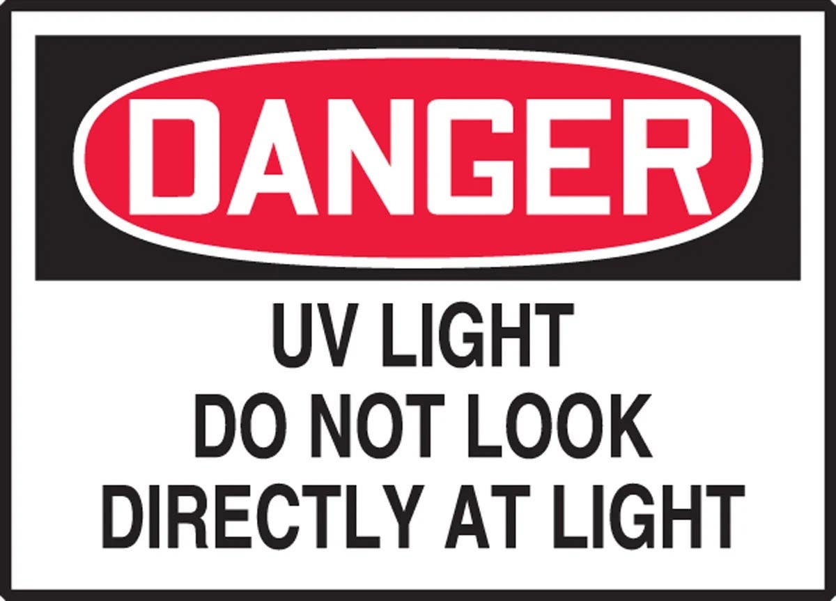 AccuformNMC LEQM048XVE OSHA Danger Safety Label, UV Light, Do Not Look Directly…, Adhesive Dura Vinyl, 3-1/2" H x 5" W