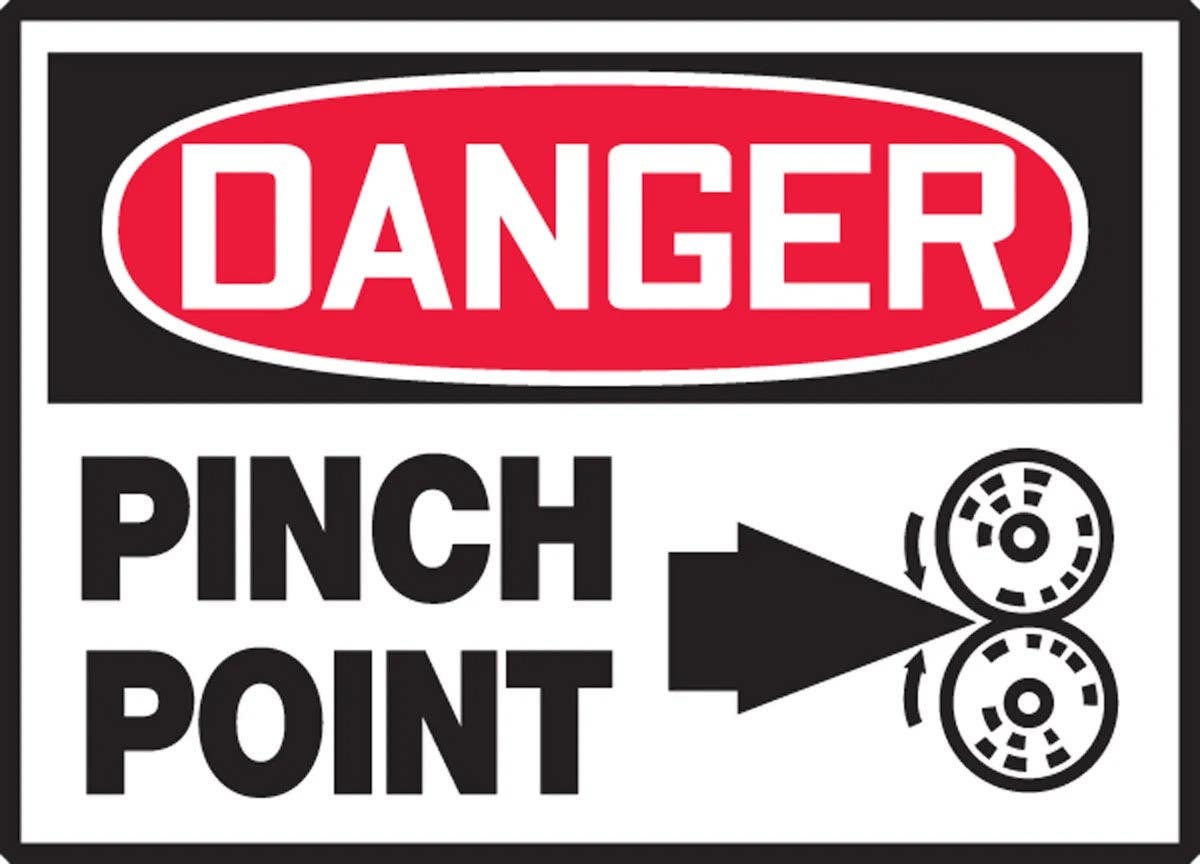 AccuformNMC LEQM103XVE OSHA Danger Safety Label, Pinch Point (Arrow & Graphic), Adhesive Dura Vinyl, 3-1/2" H x 5" W