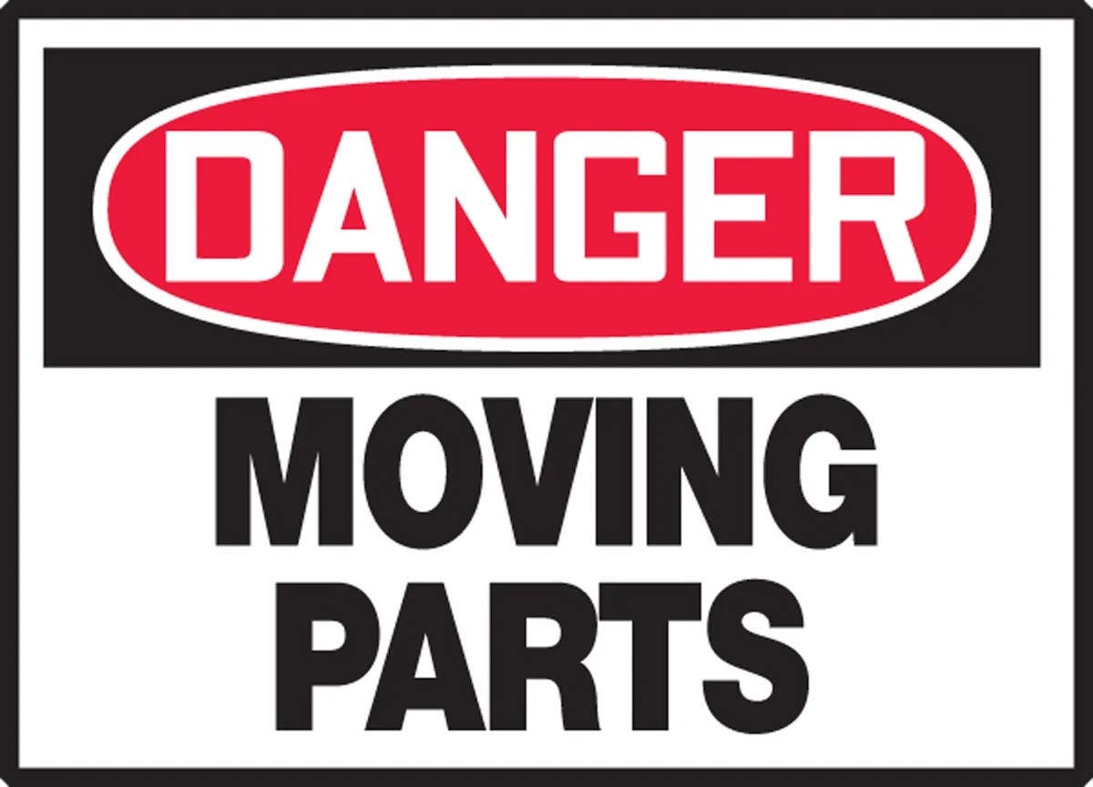 AccuformNMC LEQM112VSP Equipment Safety Label, Danger, Moving Parts, Adhesive Vinyl, 3-1/2" H x 5" W, 5/Pk