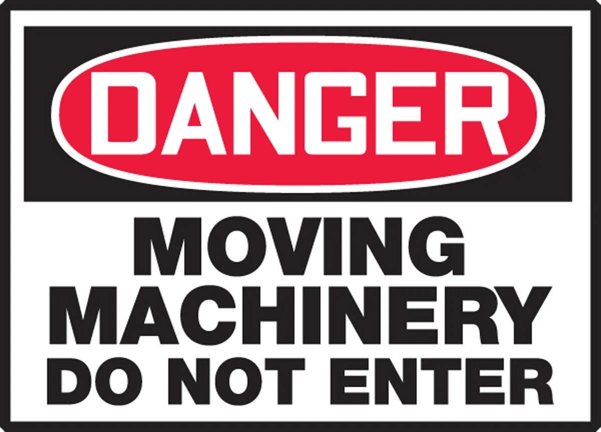 AccuformNMC LEQM116VSP OSHA Danger Safety Label, Moving Machinery Do Not Enter, Adhesive Vinyl, 3-1/2" H x 5" W, 5/Pk