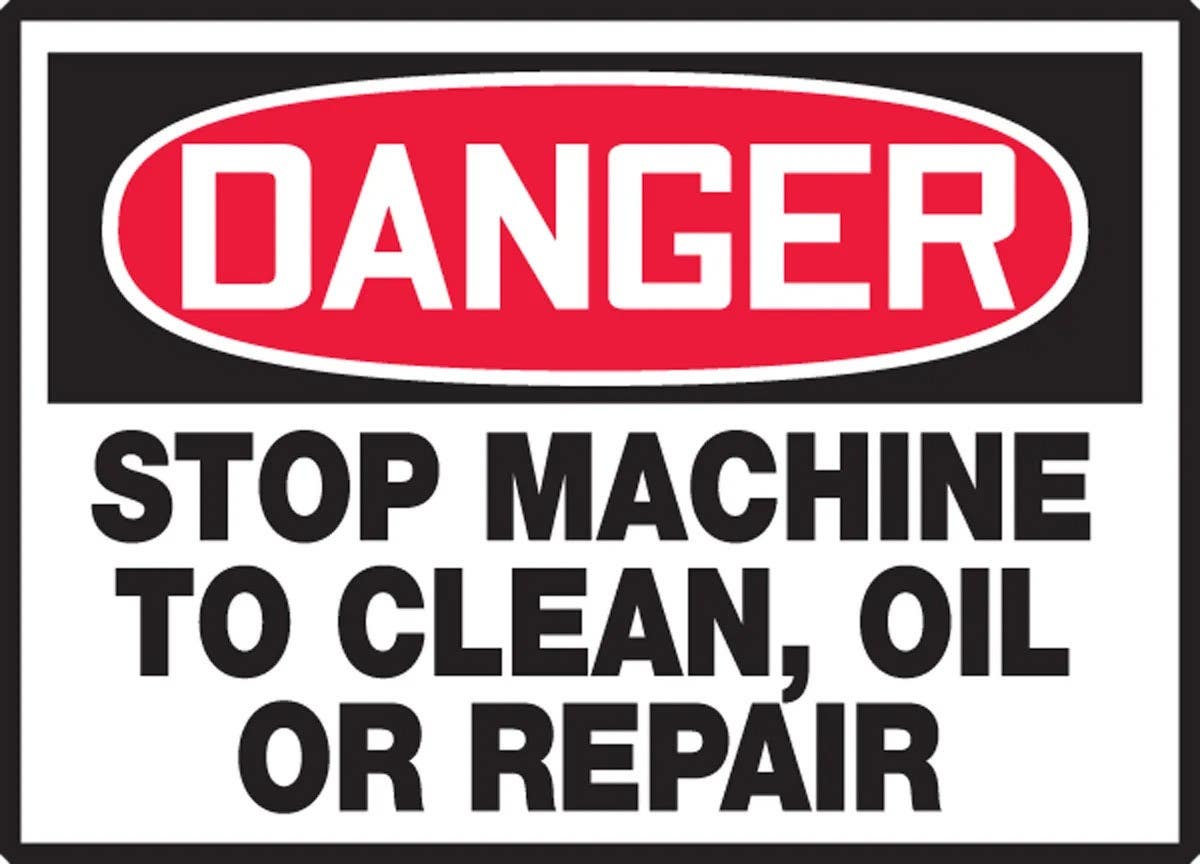 AccuformNMC LEQM119XVE Equipment Safety Label, Danger, Stop Machine To Clean..., Adhesive Dura Vinyl, 3-1/2" H x 5" W