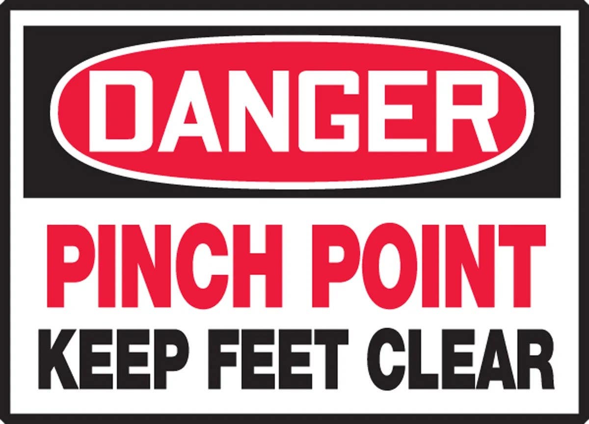 AccuformNMC LEQM121VSP OSHA Danger Safety Label, Pinch Point, Keep Feet Clear, Adhesive Vinyl, 3-1/2" H x 5" W, 5/Pk