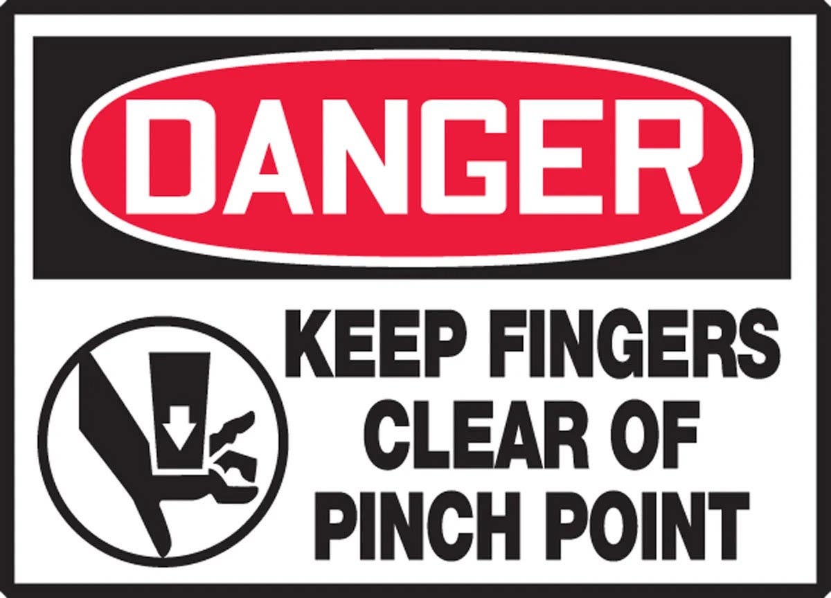 AccuformNMC LEQM134VSP OSHA Danger Safety Label, Keep Fingers Clear Of Pinch Point, Adhesive Vinyl, 3-1/2" H x 5" W, 5/Pk