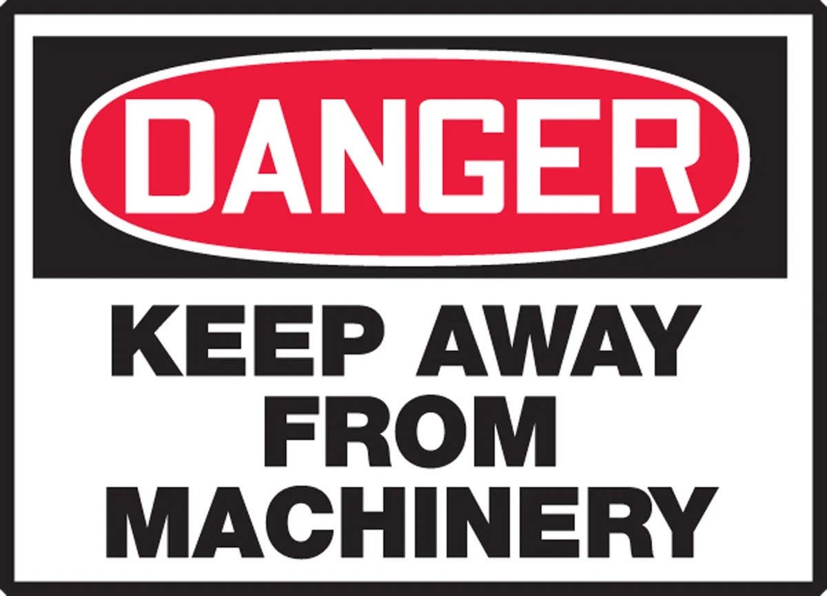 AccuformNMC LEQM158XVE OSHA Danger Safety Label, Keep Away From Machinery, Adhesive Dura Vinyl, 3-1/2" H x 5" W