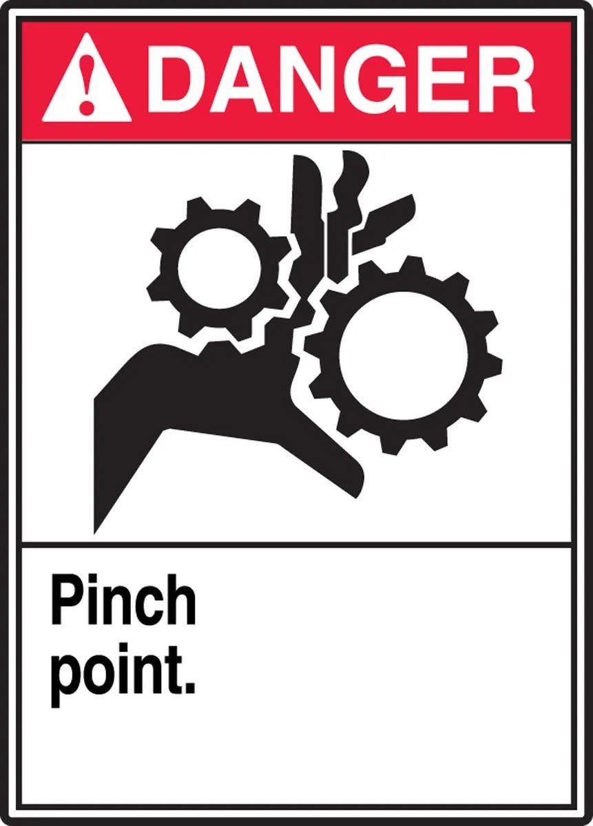 AccuformNMC LEQM167VSP ANSI Danger Safety Label, Pinch Point, Adhesive Vinyl, 5" H x 3-1/2" W, 5/Pk