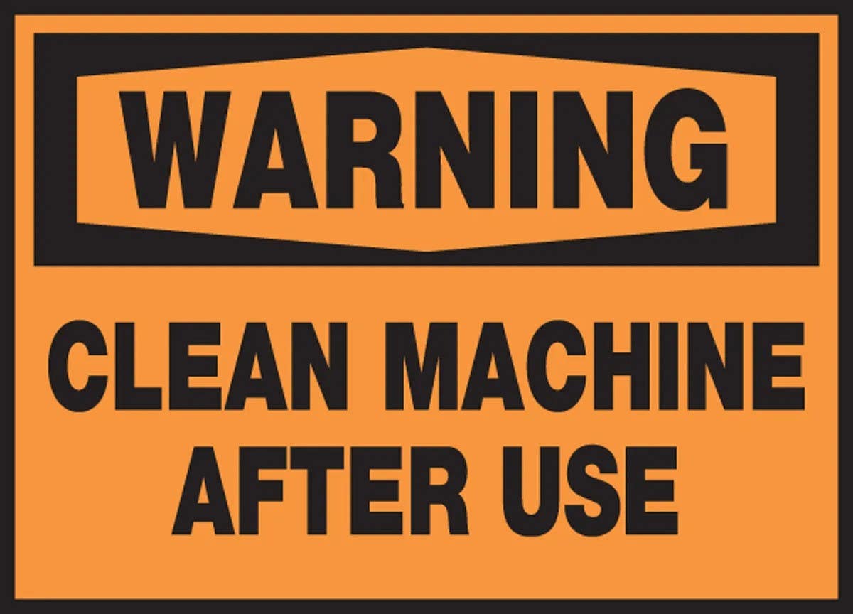 AccuformNMC LEQM326XVE Equipment Safety Label, Warning, Clean Machine After Use, Adhesive Dura Vinyl, 3-1/2" H x 5" W
