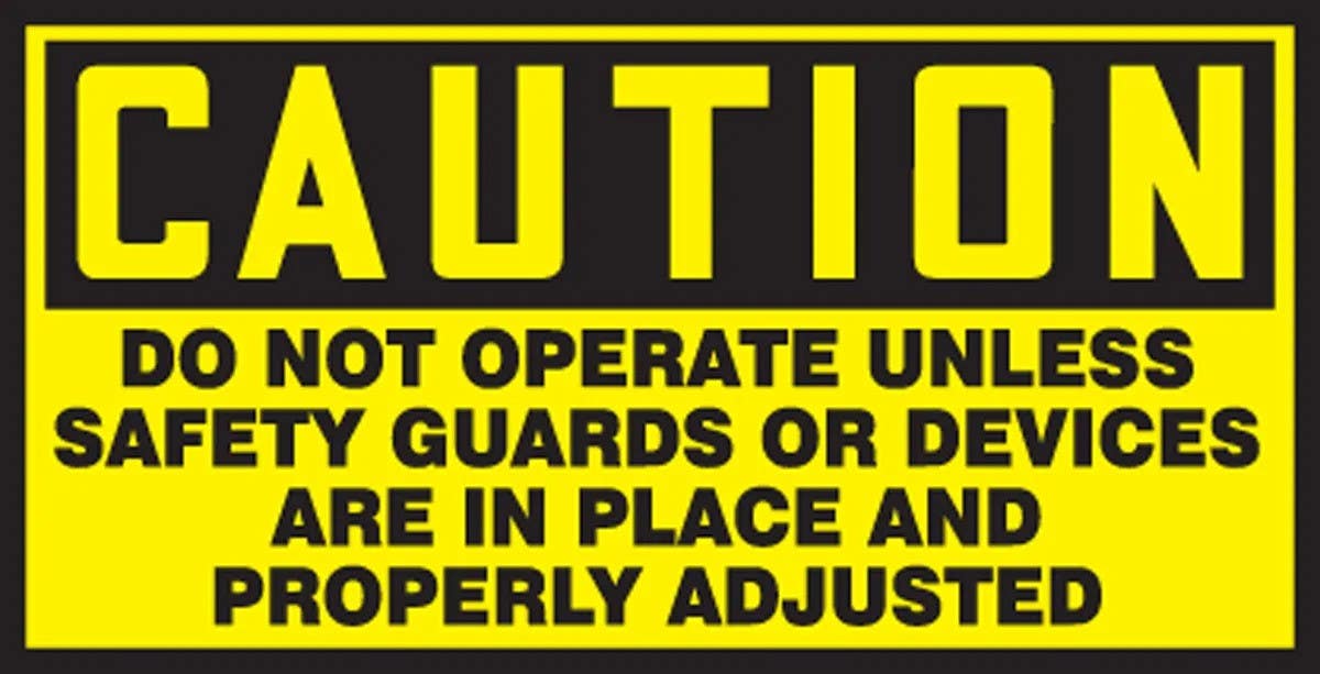 AccuformNMC LEQM601VSP Safety Label, Caution, Do Not Operate Unless Safety..., Adhesive Vinyl, 1-1/2" H x 3" W, 10/Pk