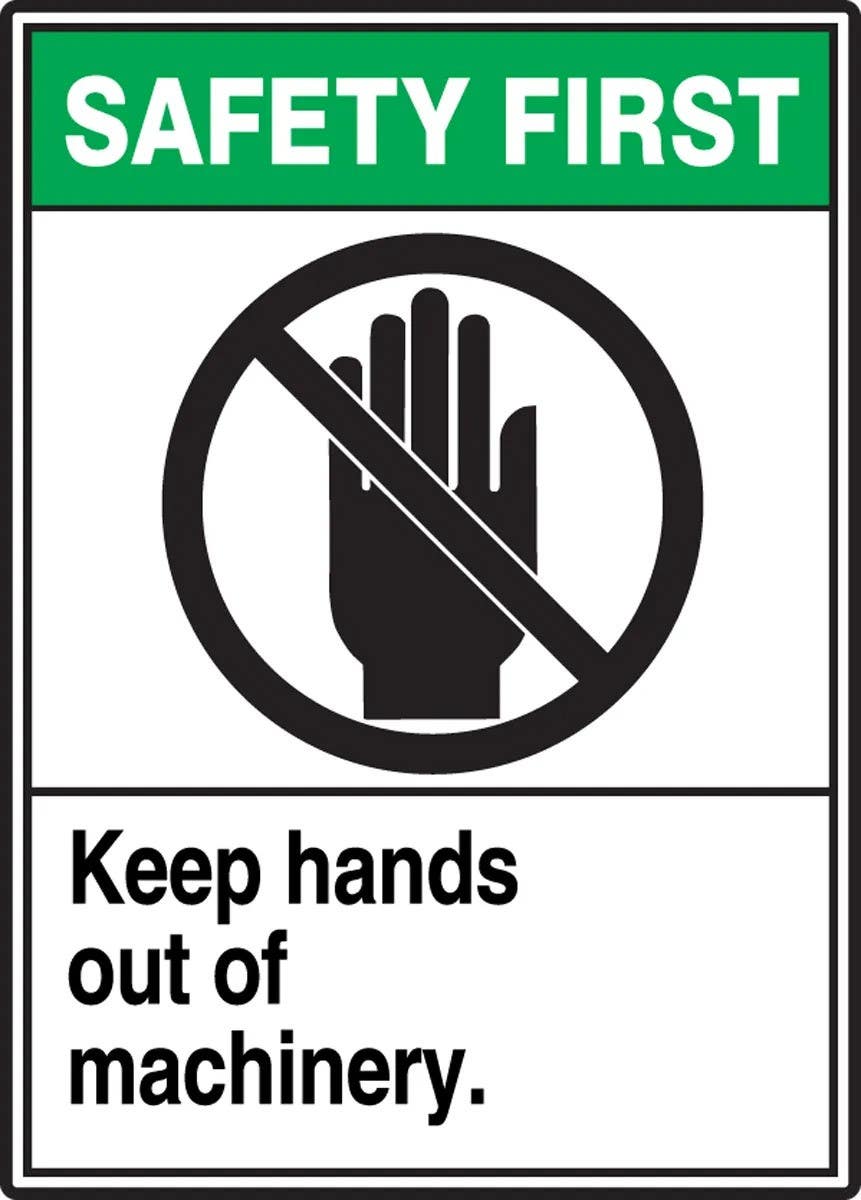 AccuformNMC LEQM903VSP ANSI Safety Label, Keep Hands Out Of Machinery, Adhesive Vinyl, 5" H x 3-1/2" W, 5/Pk