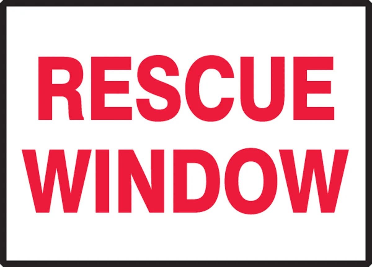 AccuformNMC LEXT506VSP Fire Safety Label, Rescue Window, Adhesive Vinyl, 3-1/2" H x 5" W, 5/Pk