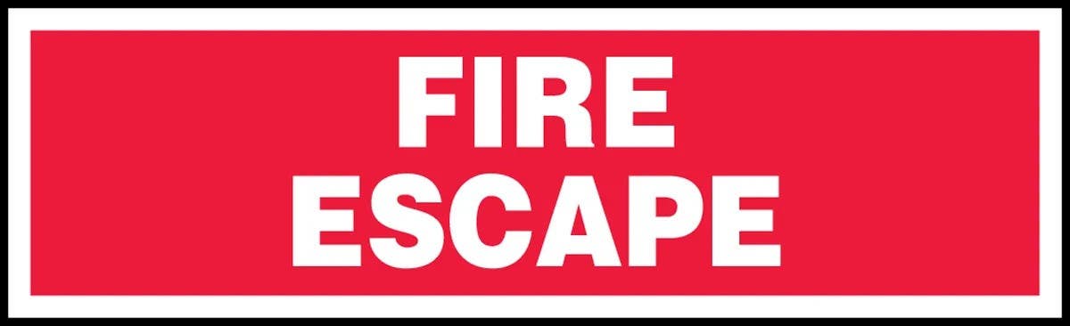 AccuformNMC LEXT507XVE Safety Label, Fire Escape (White Text On Red), Adhesive Dura Vinyl, 3" H x 10" W