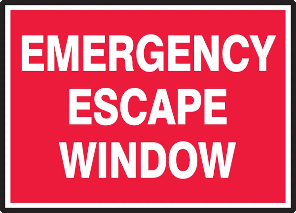 AccuformNMC LEXT508XVE Fire Safety Label, Emergency Escape Window, Adhesive Dura Vinyl, 3-1/2" H x 5" W