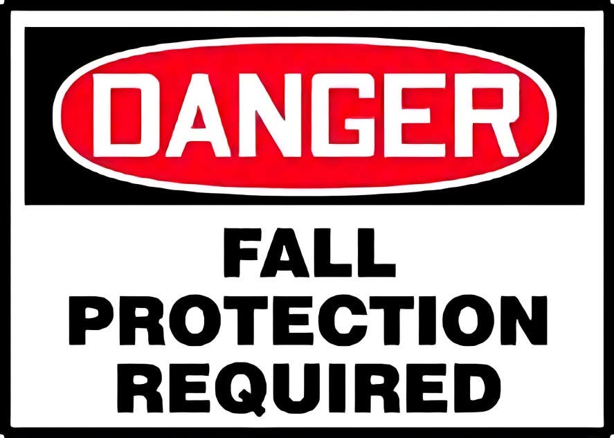AccuformNMC LFPR100XVE OSHA Danger Safety Label, Fall Protection Required, Adhesive Dura Vinyl, 3-1/2" H x 5" W