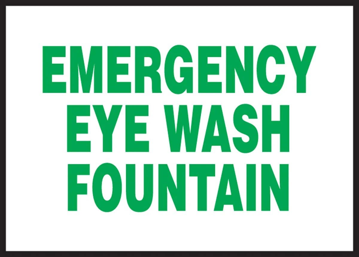 AccuformNMC LFSD501XVE Safety Label, Emergency Eye Wash Fountain, Adhesive Dura Vinyl, 5" H x 7" W