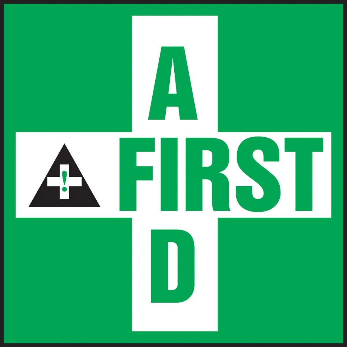 AccuformNMC LFSD503XVE Safety Label, First Aid, Adhesive Dura Vinyl, 5" x 5"