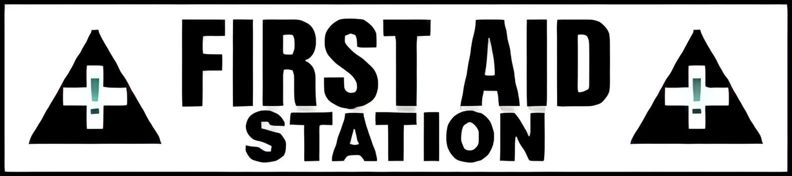 AccuformNMC LFSD513 Safety Label, First Aid Station, Adhesive Dura-Vinyl, 4" H x 18" W