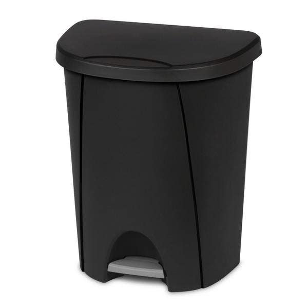 Sterilite 10949004 6.6 Gallon StepOn Wastebasket, Black