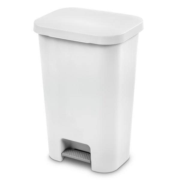 Sterilite 10698004 11.9 Gallon StepOn Wastebasket, White