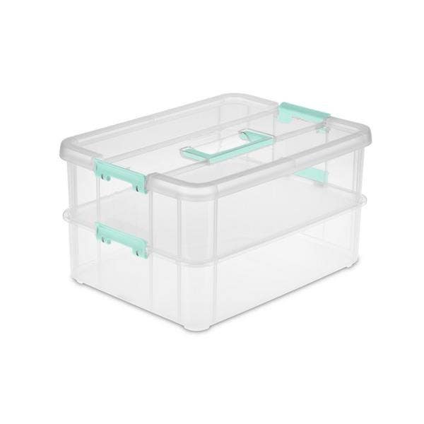 Sterilite 14228604 Stack & Carry 2 Layer Handle Box