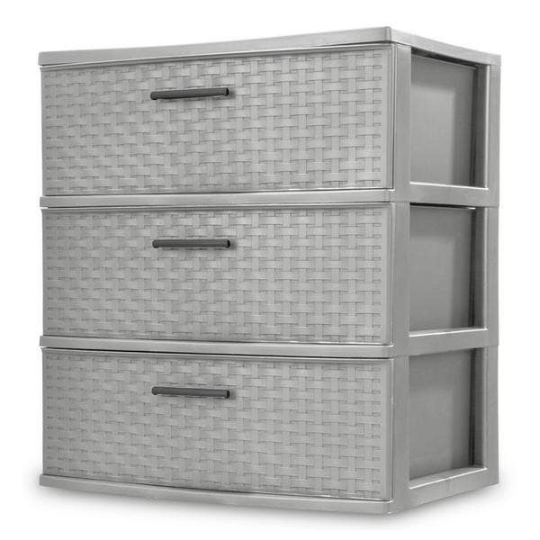 Sterilite 25306P01F 3 Drawer Wide Weave Tower