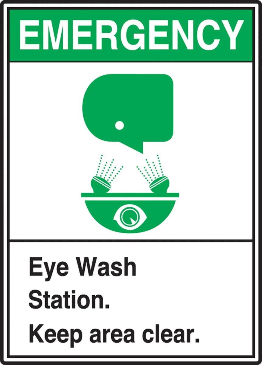 AccuformNMC LFSD902VSP Emergency Eye Wash Station, Keep Area Clear, Adhesive Vinyl, 5" H x 3-1/2" W, 5/Pk