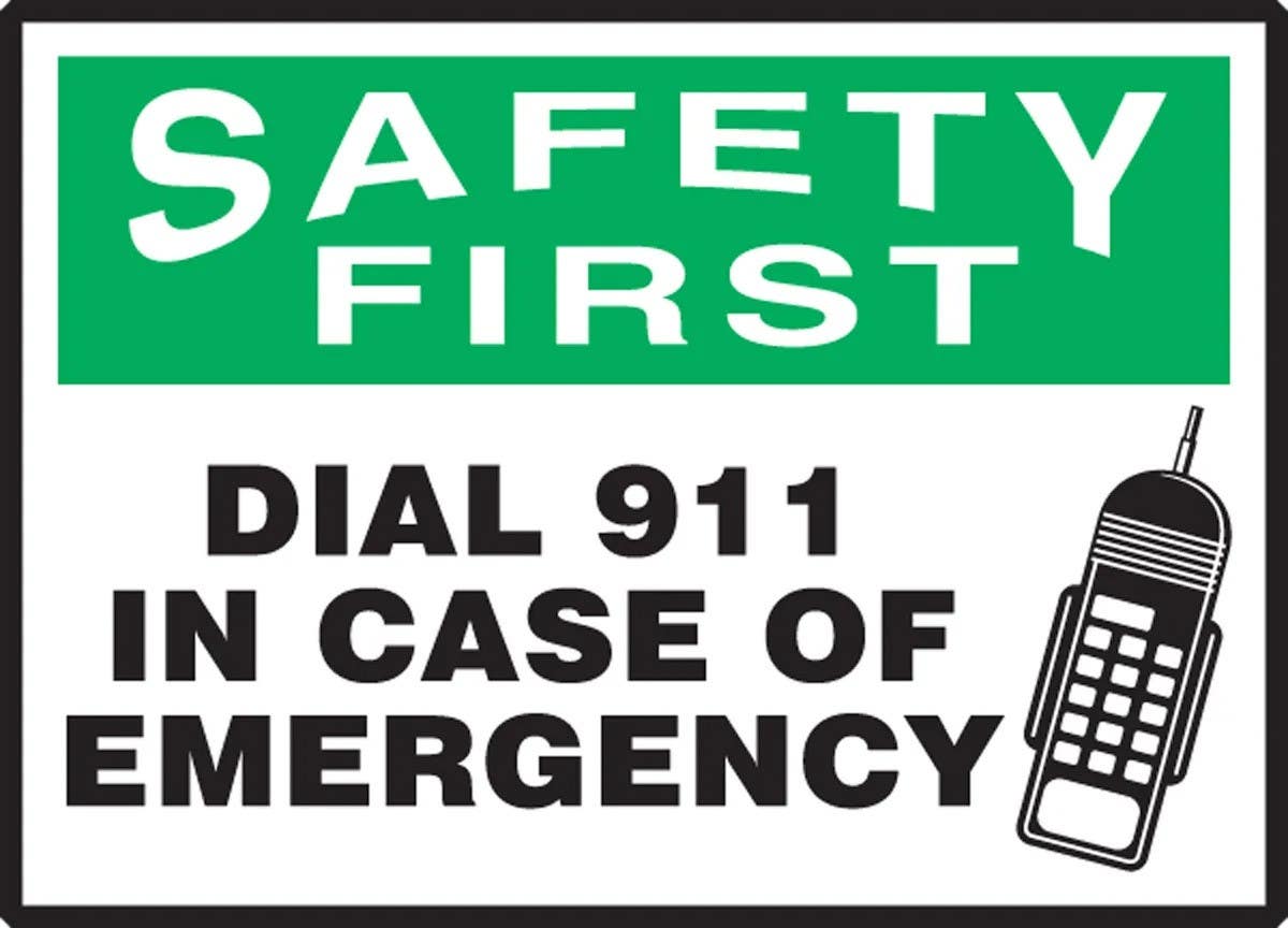 AccuformNMC LFSD905VSP OSHA Safety First Safety Label, Dial 911 In Case Of Emergency, Adhesive Vinyl, 3-1/2" H x 5" W, 5/Pk