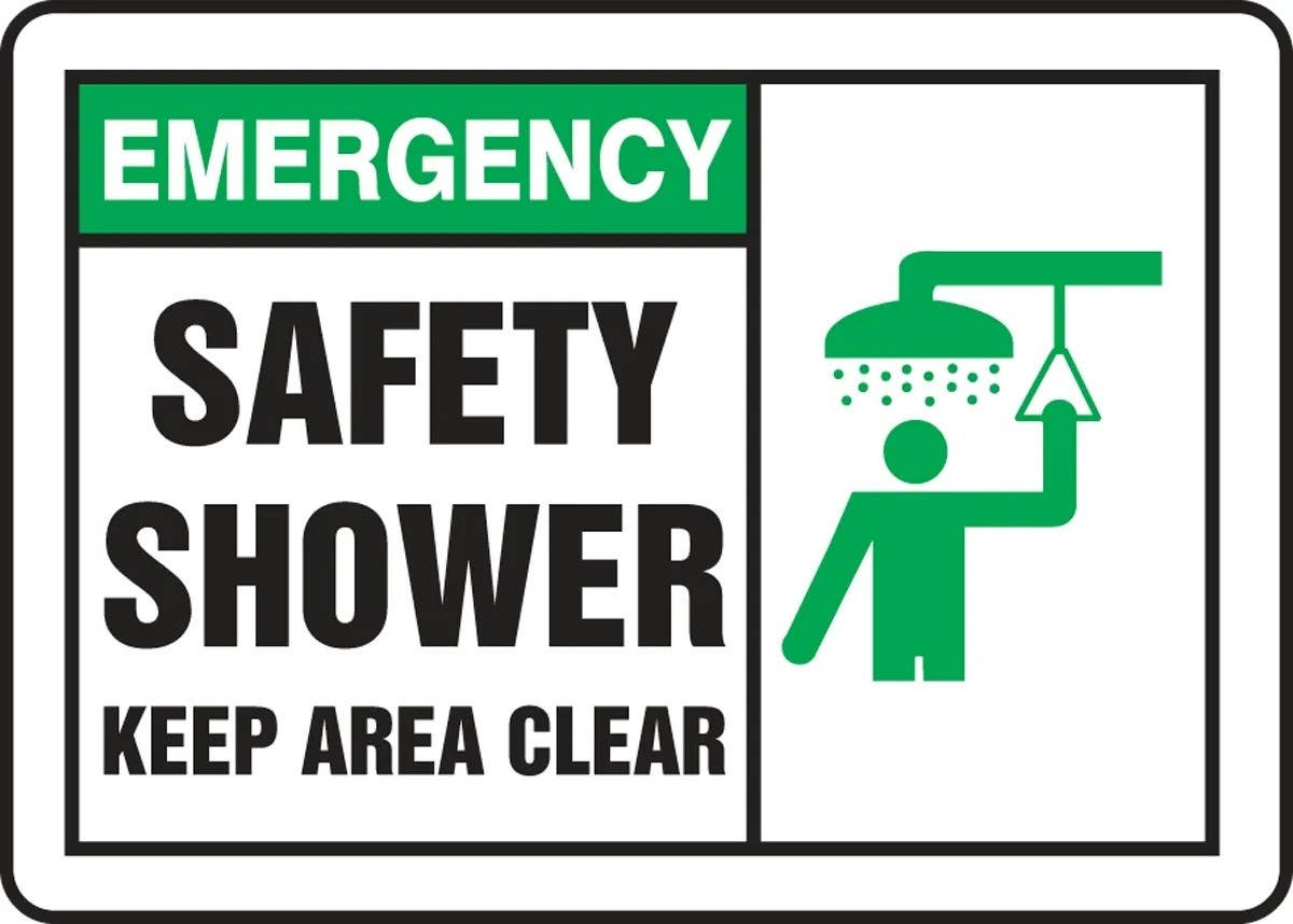 AccuformNMC LFSD906VSP Safety Label, Emergency Safety Shower, Keep Area Clear, Adhesive Vinyl, 3-1/2" H x 5" W, 5/Pk