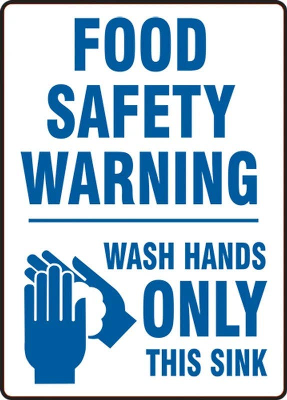 AccuformNMC LFSY504VSP Safety Label, Food Safety Warning, Wash Hands Only This Sink, Adhesive Vinyl, 5" H x 3-1/2" W, 5/Pk
