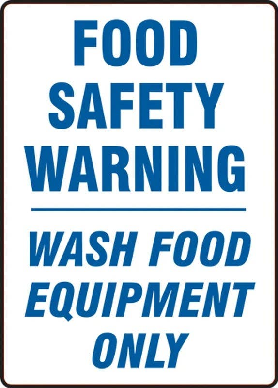 AccuformNMC LFSY506VSP Safety Label, Food Safety Warning, Wash Food Equipment Only, Adhesive Vinyl, 5" H x 3-1/2" W, 5/Pk