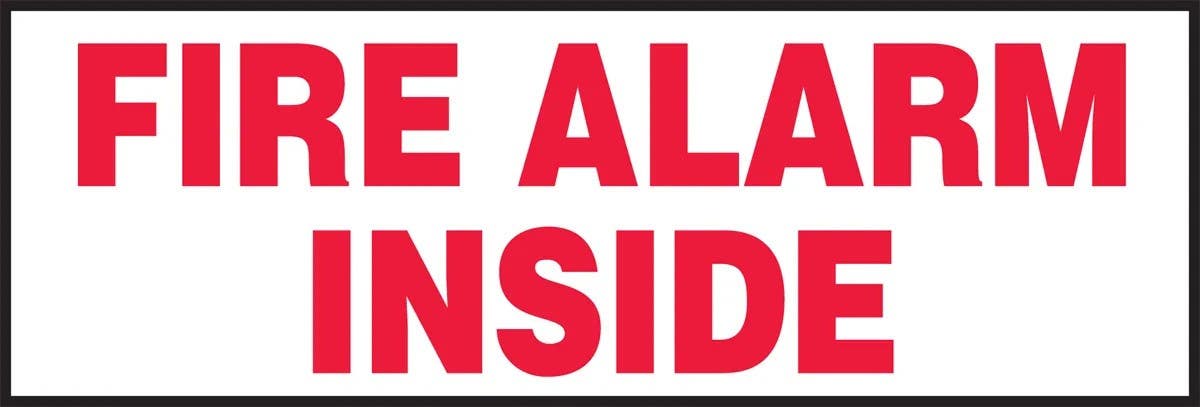 AccuformNMC LFXG408 Fire Safety Label, Fire Alarm Inside, Adhesive Dura-Vinyl, 4" H x 12" W