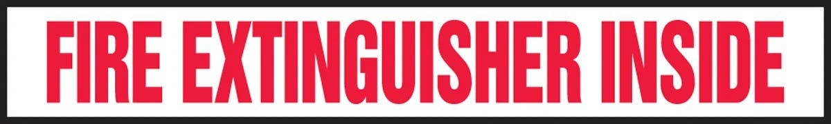 AccuformNMC LFXG441VSP Fire Extinguisher Label, Fire Extinguisher Inside (Red On White), Adhesive Vinyl, 2" H x 14" W, 5/Pk