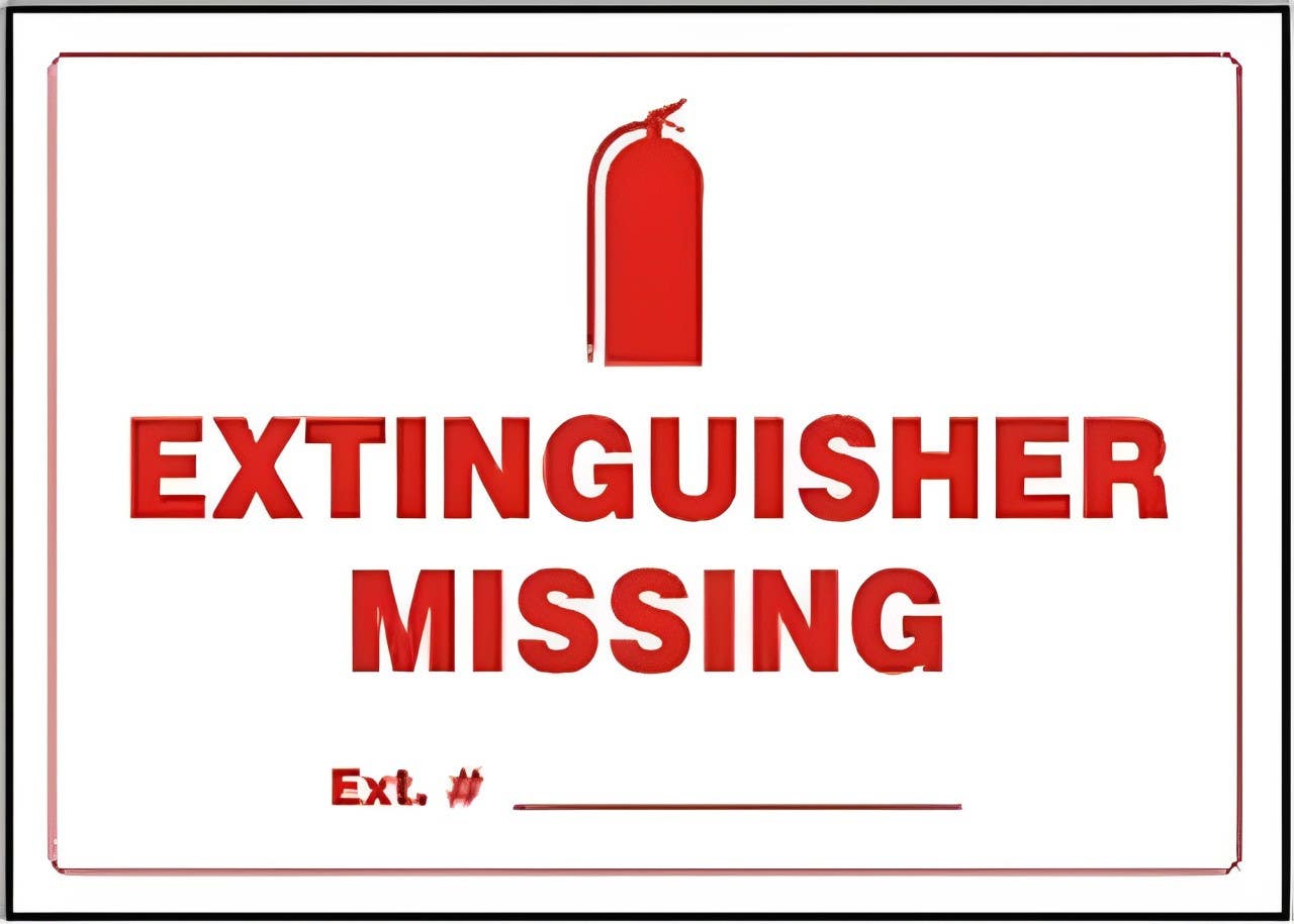 AccuformNMC LFXG47 Safety Label, Extinguisher Missing Ext..., Adhesive Vinyl, 5/Pk