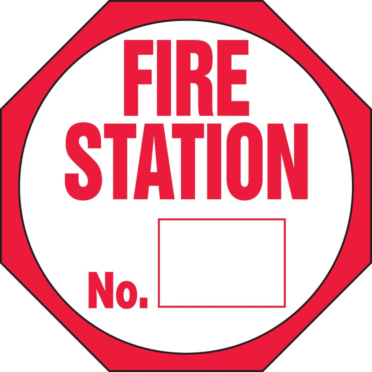 AccuformNMC LFXG477XVE Fire Safety Label, Fire Station No., Adhesive Dura Vinyl, 6" x 6"