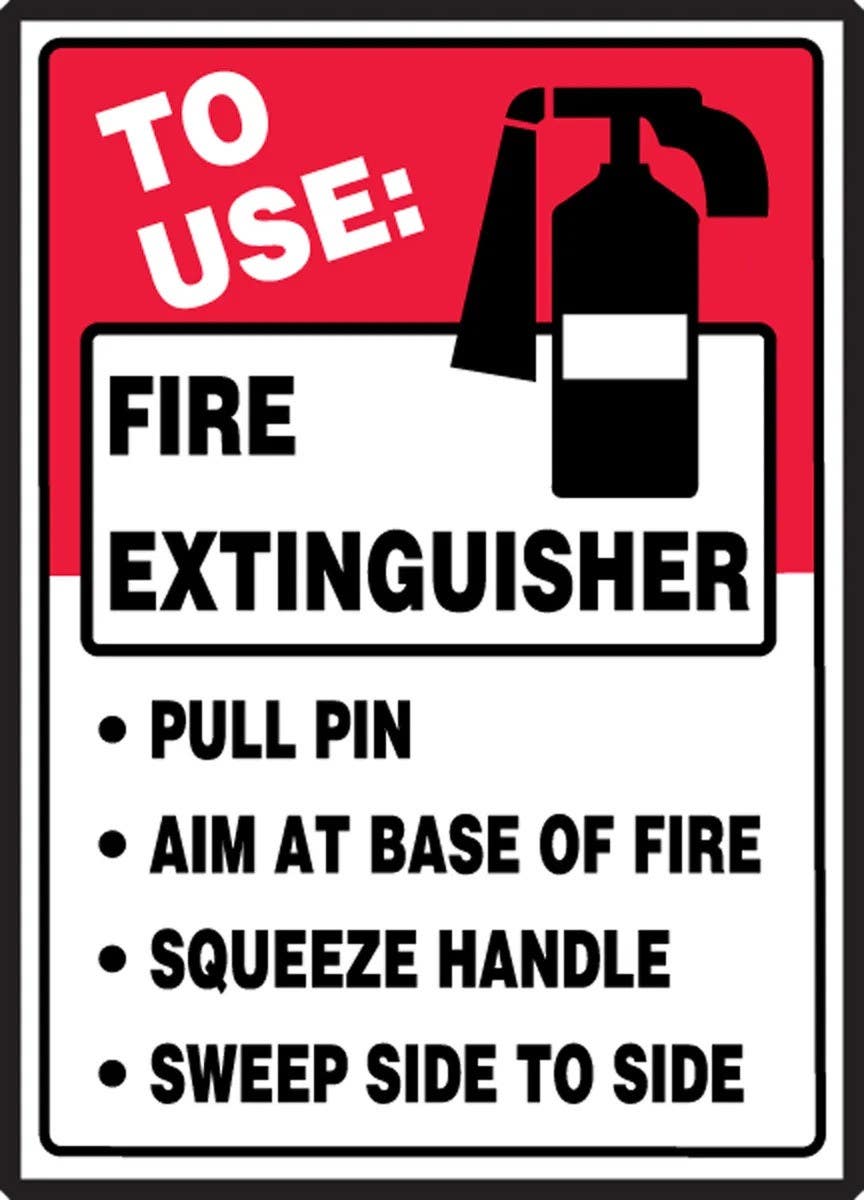 AccuformNMC LFXG510XVE Safety Label, To Use, Fire Extinguisher…, Adhesive Dura Vinyl, 5" H x 3-1/2" W