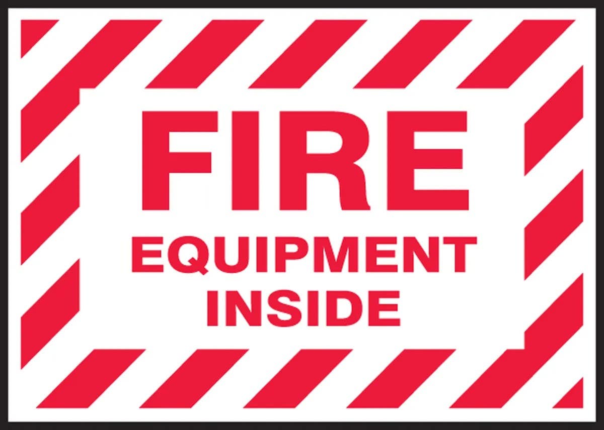 AccuformNMC LFXG514XVE Fire Safety Label, Fire Equipment Inside, Adhesive Dura Vinyl, 3-1/2" H x 5" W