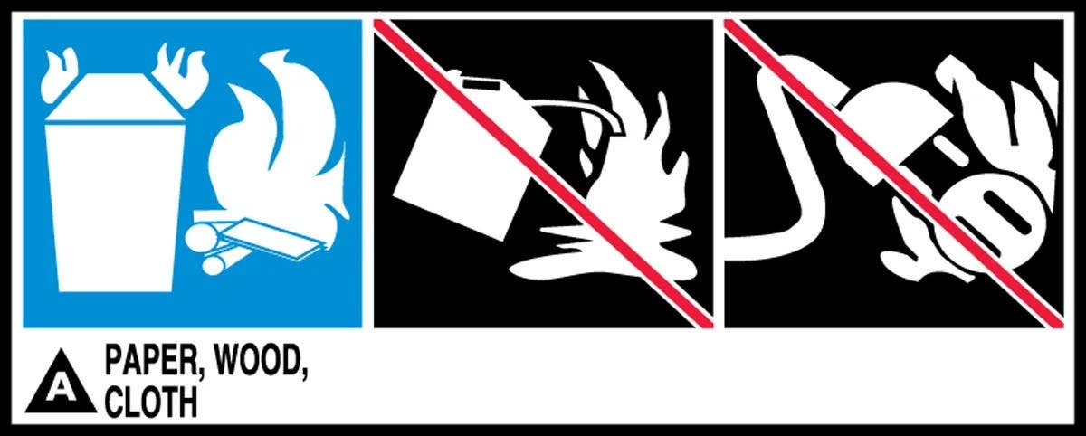 AccuformNMC LFXG520 Fire Safety Label, Paper, Wood, Cloth, Adhesive Dura-Vinyl, 2" H x 5" W