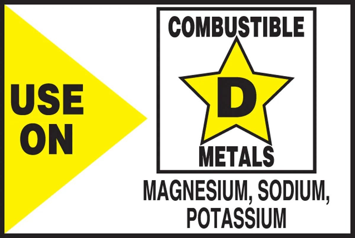 AccuformNMC LFXG534 Fire Safety Label, Use On, Combustible Metals, Adhesive Dura-Vinyl, 2" H x 3" W