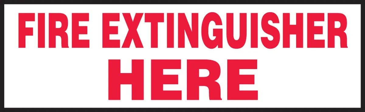 AccuformNMC LFXG563VSP Fire Safety Label, Fire Extinguisher Here, Adhesive Vinyl, 3" H x 10" W, 5/Pk