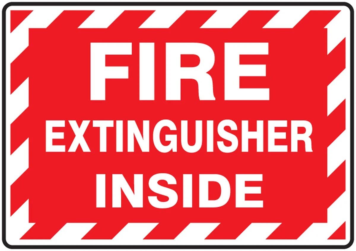 AccuformNMC LFXG57 Fire Extinguisher Label, Fire Extinguisher Inside (Striped), Adhesive Dura Vinyl