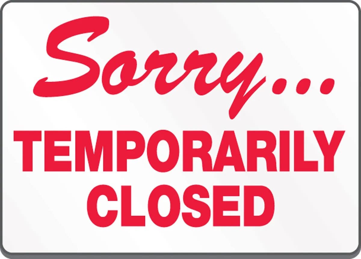 AccuformNMC LHSK9 Housekeeping Safety Label, Sorry..., Temporarily Closed, Magnetic Vinyl