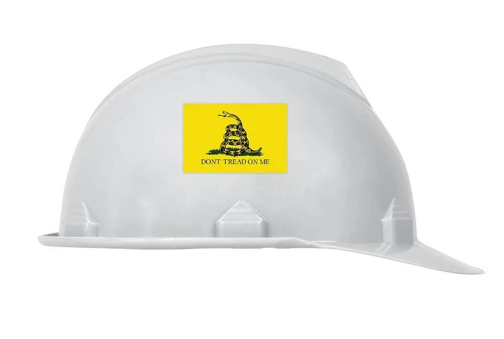 AccuformNMC LHTL077 Hard Hat Sticker, Don't Tread On Me, Adhesive Vinyl, 2" H x 3" W, 10/Pk