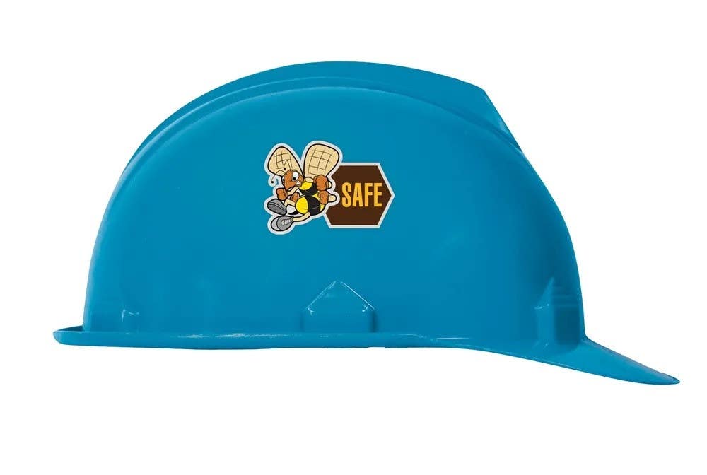 AccuformNMC LHTL092 Hard Hat Stickers, (Bee) Safe, Adhesive Vinyl, 1-1/2" H x 2-1/4" W, 10/Pk