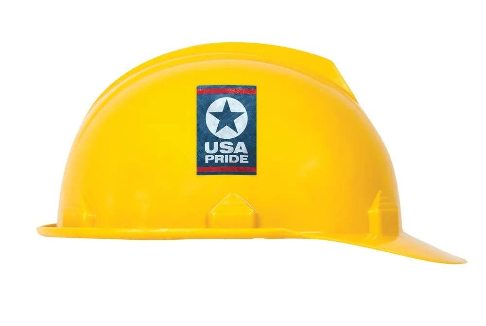 AccuformNMC LHTL097 Hard Hat Stickers, USA Pride, Adhesive Vinyl, 2-1/4" H x 1-1/2" W, 10/Pk